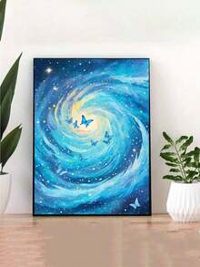 美丽的蝴蝶 5D 优质 DIY 钻石画手工制品 - 藏蓝色 - 查看 5