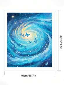 美丽的蝴蝶 5D 优质 DIY 钻石画手工制品 - 藏蓝色 - 查看 3