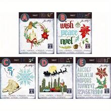 圣诞主题金属切割模具，适用于剪贴簿、DIY 卡片制作和纸工艺品 - 高品质碳钢，与主要模切机兼容 - 銀色 - 查看 1