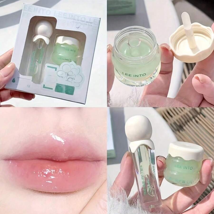 LEEINTO Lip Care Set, Strawberry & Jasmine Flavored With Vitamin E, Day