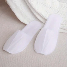 5 đôi dép dùng một lần nâng cấp, đế nhựa trắng, dép nhẹ, mềm mại và thoải mái, thích hợp để tắm vòi sen, spa, khách sạn, du lịch và sử dụng trong nhà cho cả nam và nữ - trắng - Xem 4