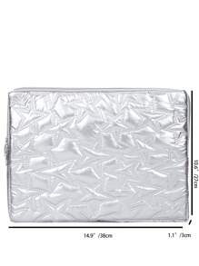 Solid Color Minimalist Luxury Multi-Size Notebook Tablet Laptop Computer Bag Basics Laptop/Cover/Tote/Tablet Shoulder Bag Carrying Case Ipad Bag Daypack For Women/Men/Girl/Boy/Female/Male Student Fits Mac Book Air/Pro11/13/14/98 Inch Fashion Waterproof/Shockproof Lightweight Bag Nurse /Colleage Essential Christmas/Father/Mother/Teacher Gift Elementary/Middle/Commute With Computer Compartment Large Capacity Portable Simplicity Multi-Function With Zipper Laptop Accessories Sleeve - Silver - View 2