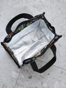 DLIU 新款加厚提花面料手提袋、午餐袋、便当袋、保温饭盒袋、手提袋、多功能袋带铝箔隔热层、拉链封口（非全封闭） - 彩色 - 查看 8