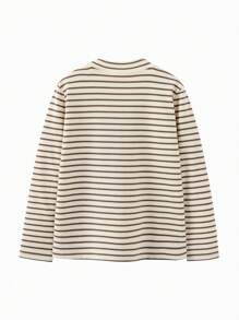 mini bala Camiseta de cuello alto de manga larga, suave al tacto, para niños y niñas, otoño 2024