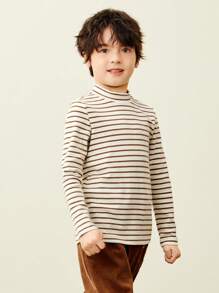 mini bala Camiseta de cuello alto de manga larga, suave al tacto, para niños y niñas, otoño 2024