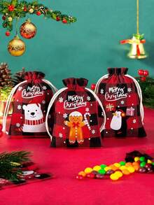 6/12 件圣诞粗麻布礼品袋、圣诞水牛格子束口袋、圣诞黄麻亚麻粗麻布束口袋，适用于圣诞礼物、圣诞装饰品、圣诞派对礼物、圣诞礼物、秘密圣诞老人；圣诞节、圣诞包装纸、圣诞装饰品；圣诞糖果盒、礼品包装、圣诞礼物；情人节礼物、圣诞前夜礼盒、圣诞礼物 - 彩色 - 查看 6