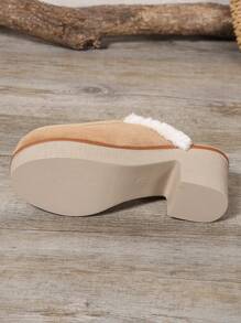 女士休闲高跟缝合封闭式趾套脚浅口鞋 - 棕色 - 查看 7