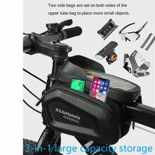 Hộp đựng đồ xe đạp chống thấm nước, Túi đựng đồ đạp xe di động 3 trong 1, Túi đựng đồ xe đạp vỏ cứng EVA chống thấm nước màn hình cảm ứng, Túi đựng đồ ống trên xe đạp leo núi, Túi đựng điện thoại di động cho xe đạp, Thiết bị đạp xe ngoài trời - đen - Xem 4