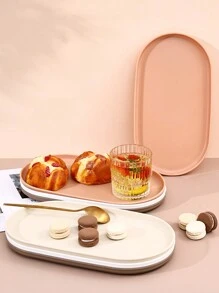 1pc/2pcs Ins-Style Oval Plates, Creative Restaurant Dessert Cake Serving Platters, Afternoon Tea And Coffee Shop Tableware - Multicolor - View 1