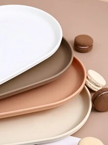 1pc/2pcs Ins-Style Oval Plates, Creative Restaurant Dessert Cake Serving Platters, Afternoon Tea And Coffee Shop Tableware - Multicolor - View 4