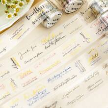 1 卷 2 米英文剪贴簿和纸胶带、复古创意美学贴纸、DIY 装饰拼贴工艺用品、节日礼物、个性化剪贴簿学校文具 - 彩色 - 查看 2