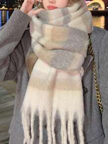 1pc Cute & Fashionable Cartoon Maillard High-Quality Ambient Scarf, New Autumn/Winter Faux Cashmere Warm & Soft Women Scarf, Suitable For Daily, Commuting, Outdoor, Home Leisure, Travel, Holiday Gift, Versatile Women Accessory