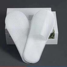 5 đôi dép dùng một lần nâng cấp, đế nhựa trắng, dép nhẹ, mềm mại và thoải mái, thích hợp để tắm vòi sen, spa, khách sạn, du lịch và sử dụng trong nhà cho cả nam và nữ - trắng - Xem 1