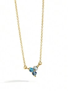 Charm-In 1 件优雅简约蓝色锆石镶嵌吊坠项链，适合女士日常佩戴和通勤，可作为送给女朋友的礼物 - 項鍊 - 查看 7