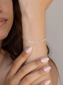 1pc Gold Silver Rose Gold Custom Personalized Exquisite Name Bracelet Custom Multi-Name Bracelet Gift For Mom Valentine's Day Gift Holiday Gift For Her Christmas Gift Birthday Gift,Gold,Stylish,Colorful,Vintage,Hipster,Simple,Y2k,2000s Fashion,Custom,Personalized,Unique,Ideal Gifts For Him,Ideal Gifts For Her,Her,Boyfriend,Girlfriend,Dad,Mom,Family,Friends,For Anniversaries,For Birthdays,For Graduation,For Prom,For Party,Jewelry Women,School Supplies,Back To School,For Office,For School,For Classroom,For Teacher Gifts,For University,For Colleague,For Dorm Rooms,For Teacher,For Boys And Girls,For Teenagers,Junior High School Students,Middle School Students,High School Senior High School Students,College Students,University Students,Freshman,Sophomore,Underclassmen,Chic Autumn, Utilitarian Chic, Delicate Romance, Look Glamour - Multicolor - View 3