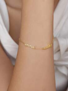 1pc Gold Silver Rose Gold Custom Personalized Exquisite Name Bracelet Custom Multi-Name Bracelet Gift For Mom Valentine's Day Gift Holiday Gift For Her Christmas Gift Birthday Gift,Gold,Stylish,Colorful,Vintage,Hipster,Simple,Y2k,2000s Fashion,Custom,Personalized,Unique,Ideal Gifts For Him,Ideal Gifts For Her,Her,Boyfriend,Girlfriend,Dad,Mom,Family,Friends,For Anniversaries,For Birthdays,For Graduation,For Prom,For Party,Jewelry Women,School Supplies,Back To School,For Office,For School,For Classroom,For Teacher Gifts,For University,For Colleague,For Dorm Rooms,For Teacher,For Boys And Girls,For Teenagers,Junior High School Students,Middle School Students,High School Senior High School Students,College Students,University Students,Freshman,Sophomore,Underclassmen,Chic Autumn, Utilitarian Chic, Delicate Romance, Look Glamour - Multicolor - View 2