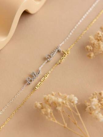 1 pieza Pulsera personalizada con nombre en oro, plata o oro rosa. Regalo personalizado con múltiples nombres para mamá, San Valentín, Navidad, cumpleaños. Estilo dorado, elegante, colorido, vintage, hipster, sencillo, Y2K, moda de los 2000. Regalo único y personalizado ideal para él, ella, novio, novia, papá, para cumpleaños, graduación, baile de graduación, fiesta, joyería para mujer