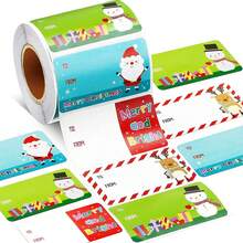500pcs/Roll Christmas Tags Christmas Santa Claus Stickers Self Adhesive Tags Christmas Festival Birthday Holiday Gift Decor,Christmas - Multicolor - View 1