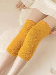1 Pair Coral Fleece Fluffy Leg Warmers, Winter Thick Knee Protector Leg Sleeve For Women, Cozy - Light Grey - View 8