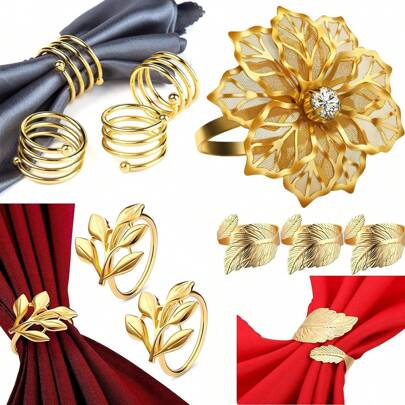 1/6/12pcs Elegant Metal Napkin Rings, Suitable For Wedding, Holiday, Restaurant And Cafe Special Occasions