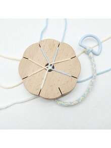 1pc Wooden Rope Braid Round Bracelet Knitting Kumihimo Disc Disk Tray Braided Rope Knot DIY Weaving Jewelry Design Board Hand Tool(Random Wood Grain Texture) - Multicolor - View 6