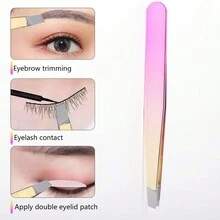 1 件装眉毛镊子，不锈钢迷你眉毛夹，便携式，适用于睫毛延长 - 彩色 - 查看 2