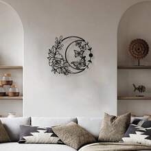 1 PC 30x26cm Mặt trăng Bướm Hoa Kim loại Trang trí tường, Phong cách mờ Treo tường Trang trí Hình bóng Nghệ thuật treo tường cho Nhà Vườn Khách sạn Văn phòng Trang trí lễ hội tường - màu đen - Xem 7