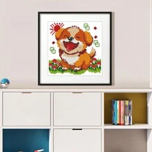 1 Set Animal Series Printed Cross Stitch Kit, DIY Stamped Cross Stitch 11CT Mesh 3-Strands Thread Embroidery Kit, Suitable For Beginners, Home Decor Cushion Pillow Cover