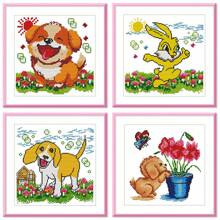 1 Set Animal Series Printed Cross Stitch Kit, DIY Stamped Cross Stitch 11CT Mesh 3-Strands Thread Embroidery Kit, Suitable For Beginners, Home Decor Cushion Pillow Cover