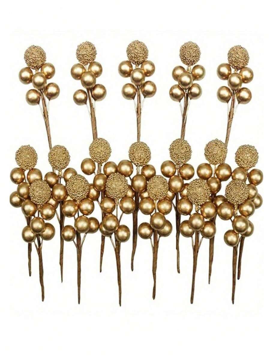 3 件圣诞人造浆果、圣诞树装饰、DIY 花环、适用于新年、节日、房间、家居装饰、氛围营造、桌面中心装饰、礼品包装配件、桌面装饰品、花园和庭院装饰道具 - 彩色 - 查看 1