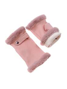 1 双舒适毛绒衬里半指手套，舒适柔软保暖衬里无指手套 - 厚实，保暖针织，柔软天鹅绒饰边，臂部保暖器，毛茸茸的手套，时尚无指腕袖短袖，非常适合秋冬季户外活动、骑自行车、徒步旅行、办公室防寒保暖手套 - 彩色 - 查看 8