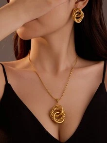 Bộ trang sức vòng cổ và hoa tai nhiều hình dạng thời trang, thiết kế dành cho cả nam và nữ, thích hợp cho các ngày lễ, sinh nhật, tiệc tùng, đám cưới - Nhiều màu - Xem 3