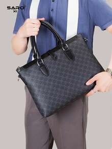 saroxi 男士休闲时尚大容量双手柄轻便购物袋，柔软便携，适合户外购物、旅行、露营，适合男士、青年和学生，完美的礼物选择圣诞节冬季圣诞礼物袋手提包男士手提包礼物笔记本电脑时尚休闲感恩节秋季钱包假日收纳袋电脑运动包黑色包徒步旅行多功能礼物手拿包度假礼物胸包男士情人节礼物 - 黑色 - 查看 4