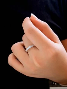 1pc 3 Layer Micro Pave Cubic Zirconia Genuine 925 Sterling Silver Luxury Round Engagement Ring For Women Wedding Band Jewelry, Daily Wear Bridal Party Accessory - White - View 6