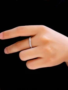 1pc 3 Layer Micro Pave Cubic Zirconia Genuine 925 Sterling Silver Luxury Round Engagement Ring For Women Wedding Band Jewelry, Daily Wear Bridal Party Accessory - White - View 7