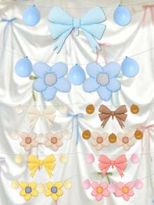 8 quả bóng bay tráng bạc hình bướm và hoa cúc, màu hồng/xanh/vàng/kaki/trắng bằng cao su, dùng cho trang trí tiệc cưới, tiệc sinh nhật - Nhiều màu - Xem 8