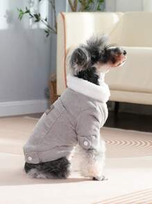 1 chiếc áo khoác cho chó, áo khoác chống gió, giữ ấm, lót nhiệt cho chó mèo nhỏ sử dụng vào mùa thu/đông - Xám - Xem 12
