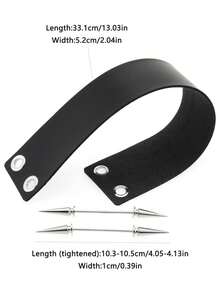 2 件套万圣节朋克摇滚叛逆女士双条尖刺皮革豹纹毛绒猫爪颈链套装圣诞节 - 彩色 - 查看 6