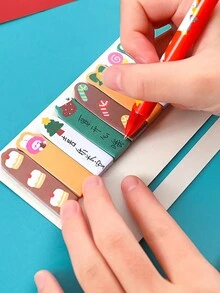 4 件装圣诞节排好便签可爱索引贴纸卡通便签文具 - 最受欢迎的圣诞礼物和学习用品 - 彩色 - 查看 6