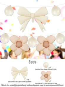 8 quả bóng bay tráng bạc hình bướm và hoa cúc, màu hồng/xanh/vàng/kaki/trắng bằng cao su, dùng cho trang trí tiệc cưới, tiệc sinh nhật - Nhiều màu - Xem 12
