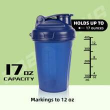 3*500ml Protein Shaker Cups With Stainless Steel Mixing Ball - Perfect For Pre-Workout, Includes Carrying Handle & Whisk Ball - Ideal Kitchen Water Bottle , Dishwasher - 黑色/藍色/粉紅色 - 查看 3