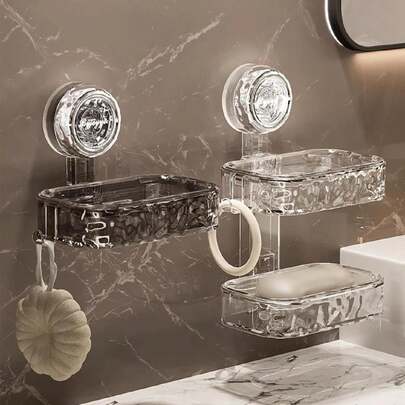 1个带强力真空吸盘的皂碟，无需钻孔，可拆卸皂托，适用于淋浴房、浴室、浴缸和厨房水槽，家居浴室装饰，浴室收纳，秋季装饰，返校季浴室用品