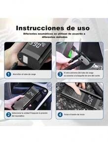 Compresor Portatil Bomba De Aire Eléctrica Llantas Aire Auto ,Bomba de inflado para automóvil, arranque de emergencia, máquina todo en, conveniente bomba de inflado, equipo de emergencia para automóvil - Multicolor - Ver 7
