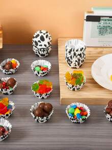 70 件，生日派对主题奶牛设计蛋糕包装纸杯蛋糕，黑白纸托，奶牛设计烘焙纸杯蛋糕纸，黑白印花纸杯蛋糕油纸托，迷你家用烘焙纸杯蛋糕纸托 - 彩色 - 查看 12