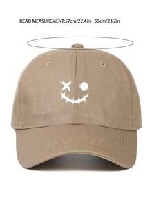 男女通用街头风格趣味笑脸图案印花棒球帽，可调节户外遮阳帽，休闲运动帽，适合日常通勤 - 彩色 - 查看 6