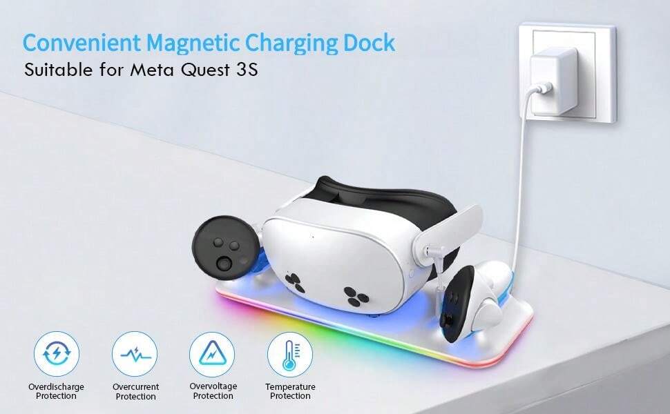 Fast Charge Wireless Charging Dock For Meta Quest 3S Compact Design AllInOne Charging Station