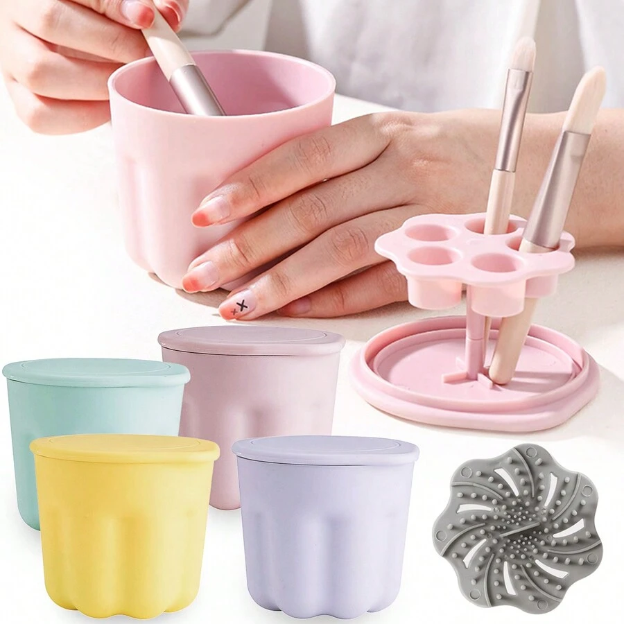 1pc Dụng cụ vệ sinh cọ trang điểm, Miếng rửa cốc, Dụng cụ vệ sinh, Tấm rửa, Dụng cụ làm đẹp, Cọ trang điểm, Giá phơi đồ