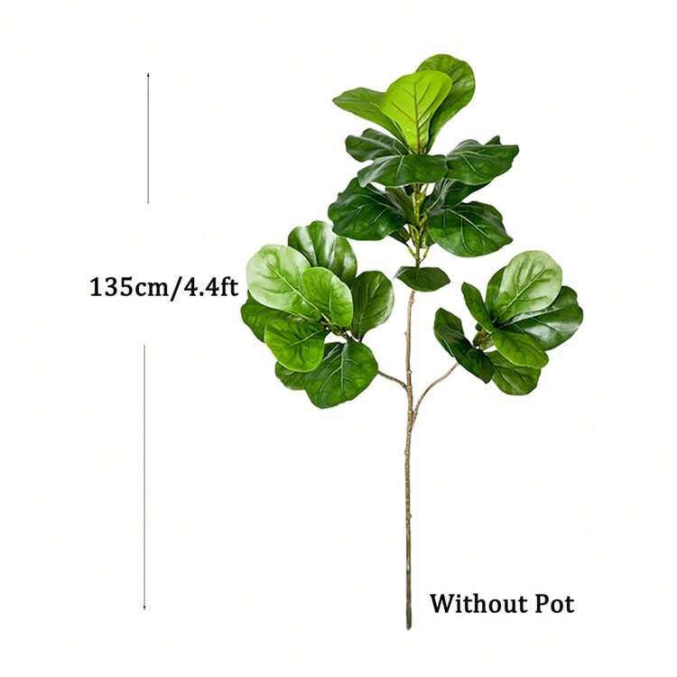 70-135cm Artificial Banyan Tree False Rubber Plants Large Fake Ficus Plants Plastic Banyan Leaves Tropical Green Outdoor Landscaping For Home Room New Year Decor, Valentine Day, Gift Gifts Birthday Graduation - Army Green - View 12