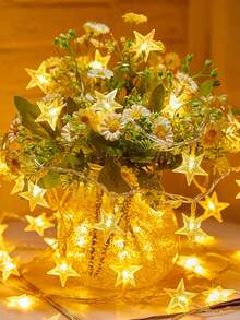 星形灯串电池供电 - 10 个 LED 星形仙女灯串带定时器，防水，适用于室内卧室帐篷阁楼床露台派对婚礼装饰，暖白色 - 彩色 - 查看 9