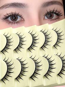 Asiteo 5 Pairs Cartoon False Eyelashes, Moisturizing Glossy 3D Delicate Natural Curly Soft Lashes, Criss-Cross Fine Faux Mink Eyelashes - 尖尾漫畫款 - 查看 1